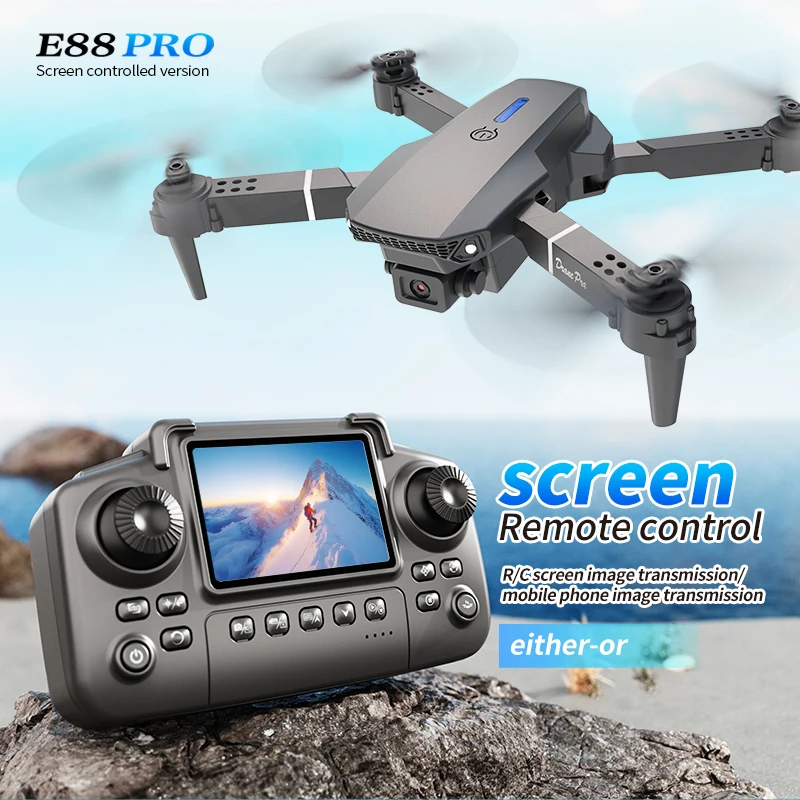 Kids Outdoor Exercise Equipment - Dron profesional E88 PRO con pantalla