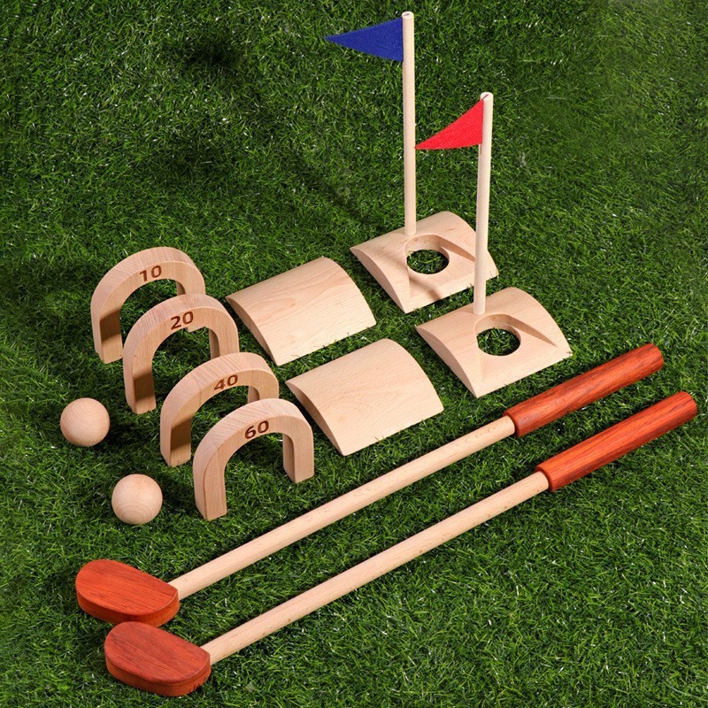 Kids Outdoor Wooden Playset - Juego de pelotas de golf para
