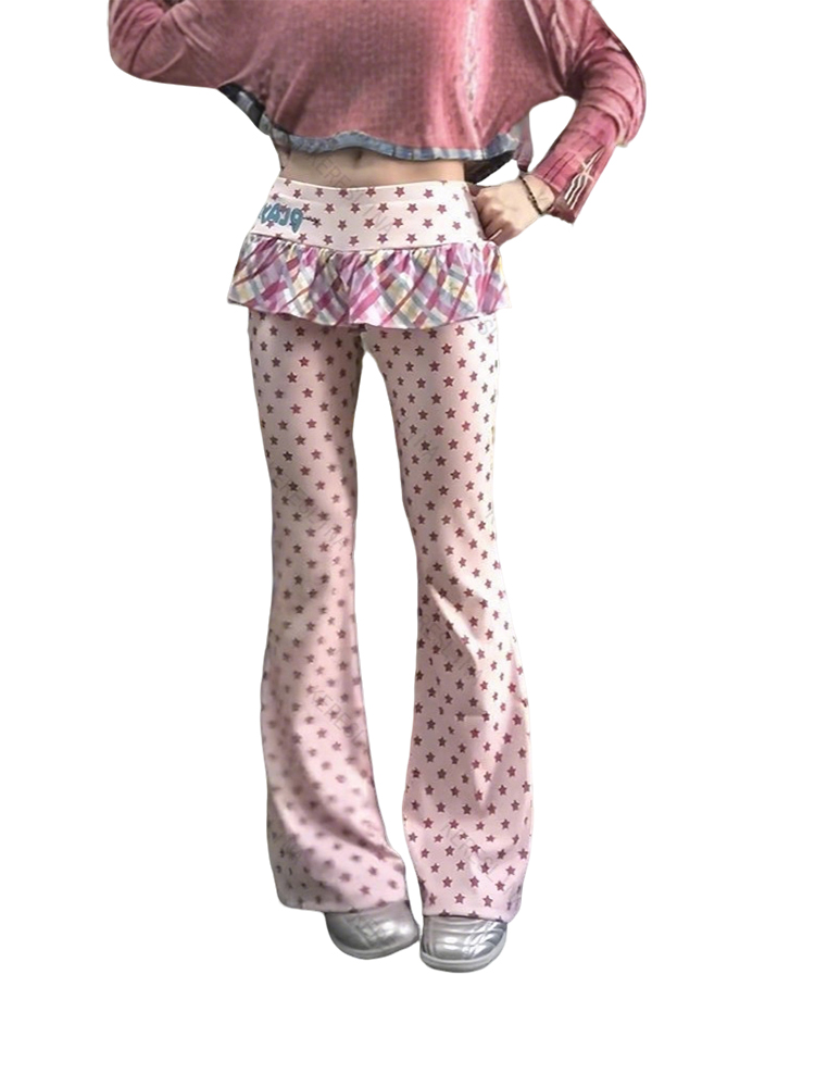 Mini Trampoline Spring - Pantalones micro acampanados con estampado de