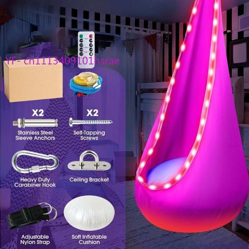 Kids Outdoor Hammock - Hamaca Inflable LED Brillante, Silla Colgante
