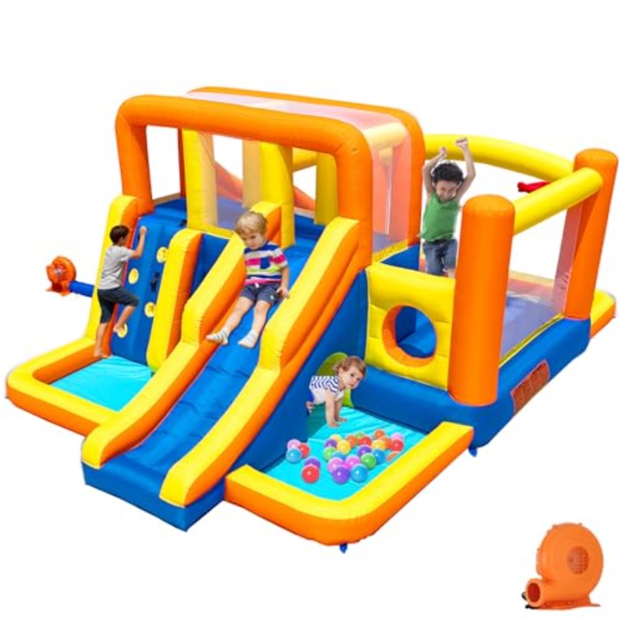 Kids Outdoor Zone - Combo de tobogán acuático y castillo