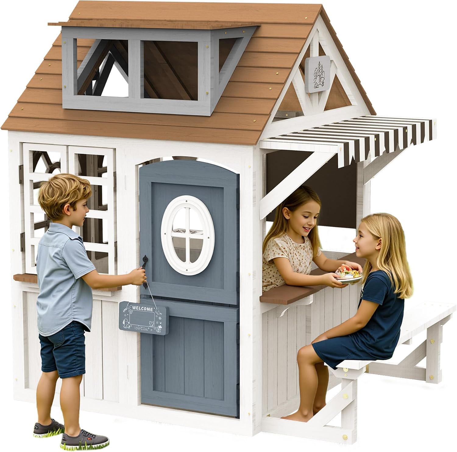 Kids Outdoor Wooden Playset - Casa de Juegos de Madera para