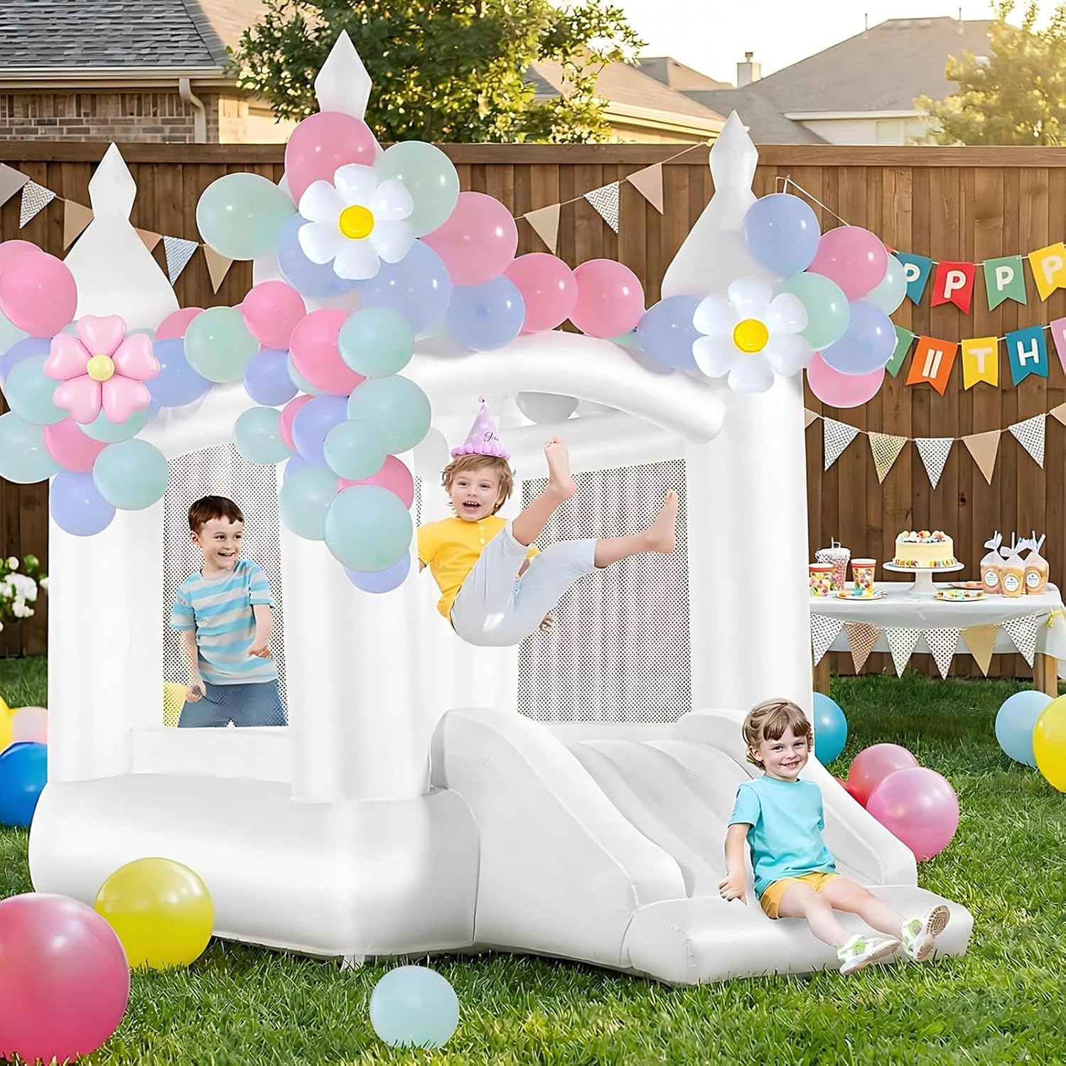 Castillo Inflable Blanco para  - Kids Outdoor Slide reseña y precio