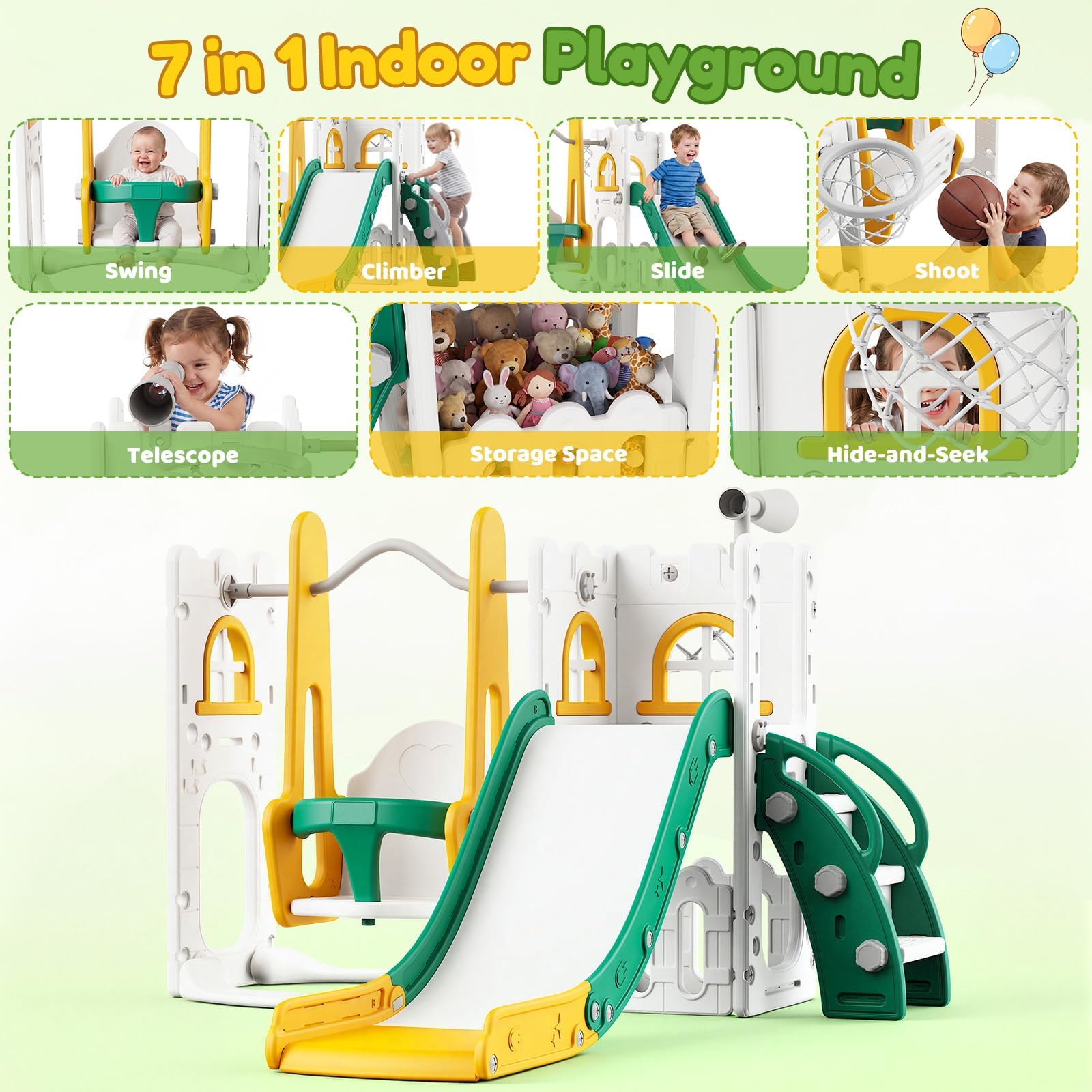 Juego de tobogán y columpio 7  - Kids Outdoor Swing Set reseña y precio