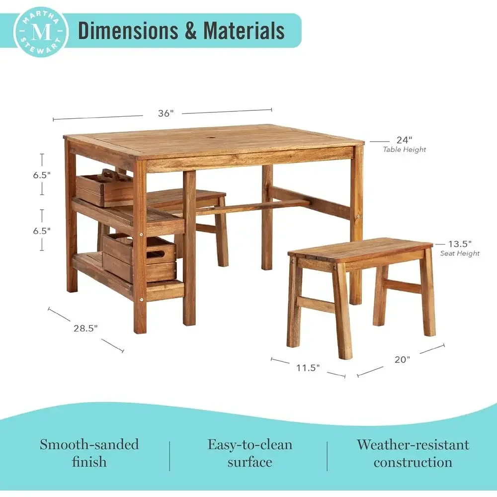 Conjunto de Mesa y 2 Bancos pa - Kids Outdoor Wooden Playset reseña y precio