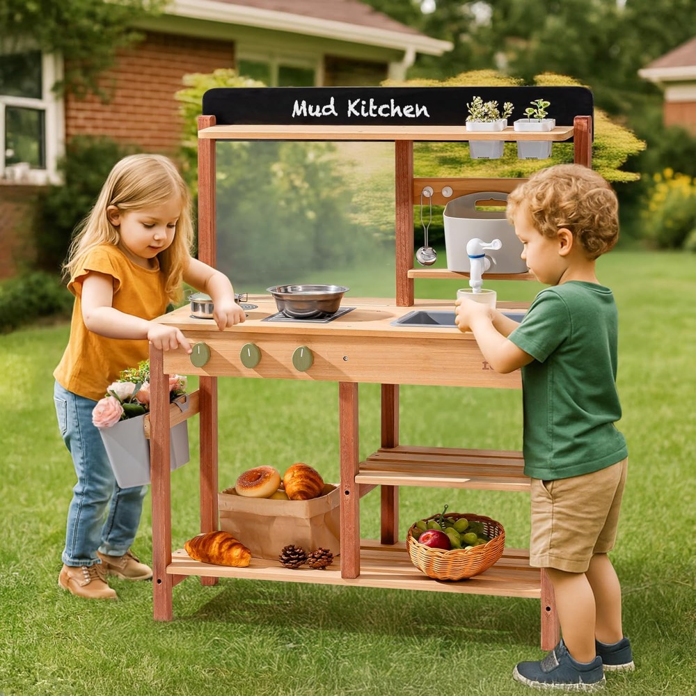 Cocina de barro de madera para - Kids Outdoor Wooden Playset reseña y precio