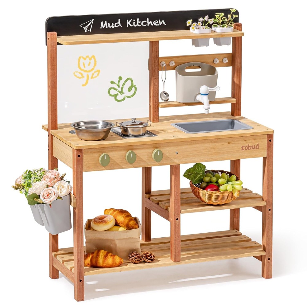 Cocina de barro de madera para - Kids Outdoor Wooden Playset reseña y precio