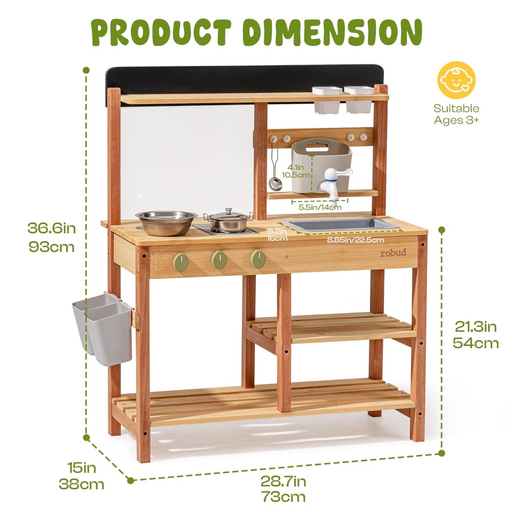 Cocina de barro de madera para - Kids Outdoor Wooden Playset reseña y precio
