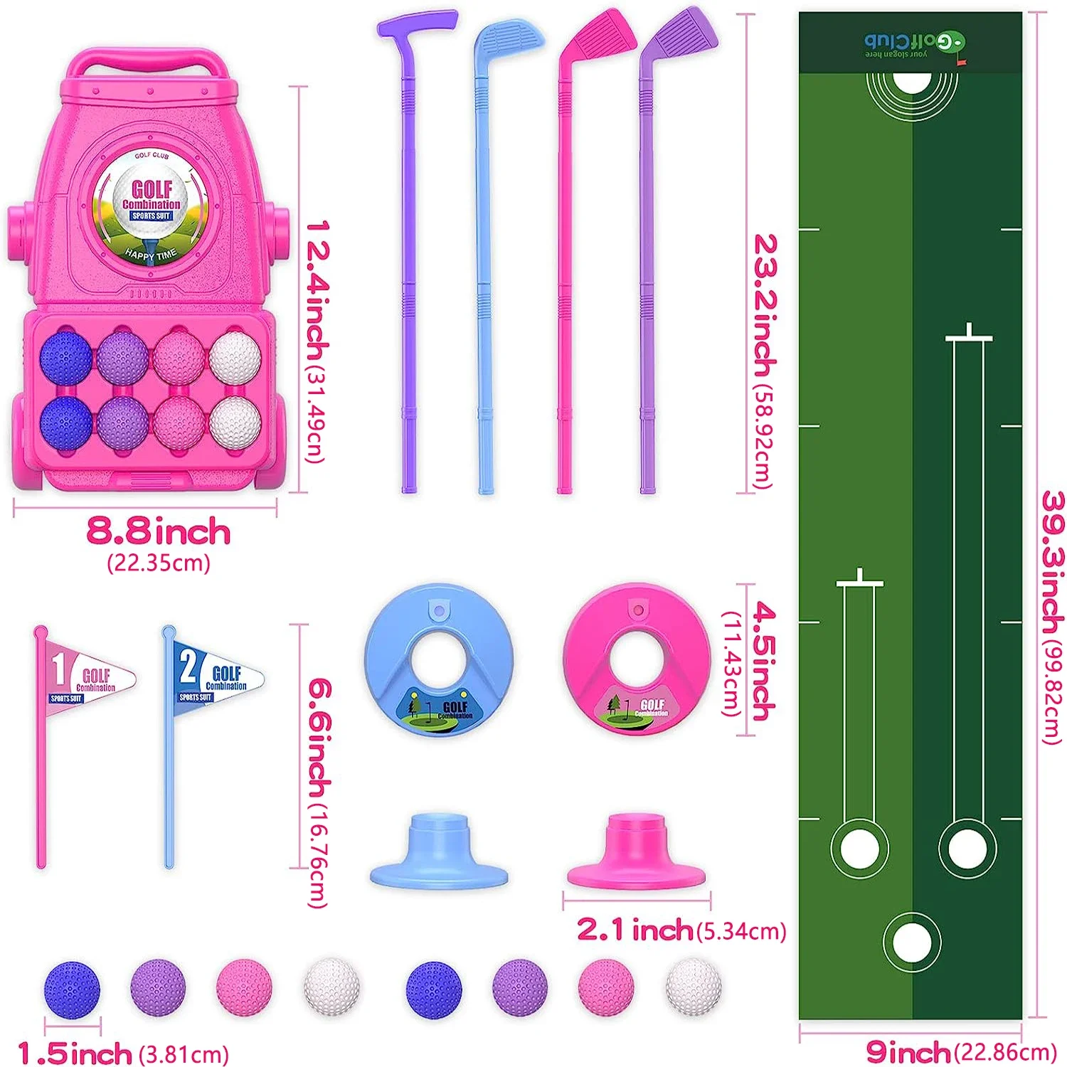 Juego de palos de Golf rosa pa - Kids Indoor Outdoor Cart reseña y precio