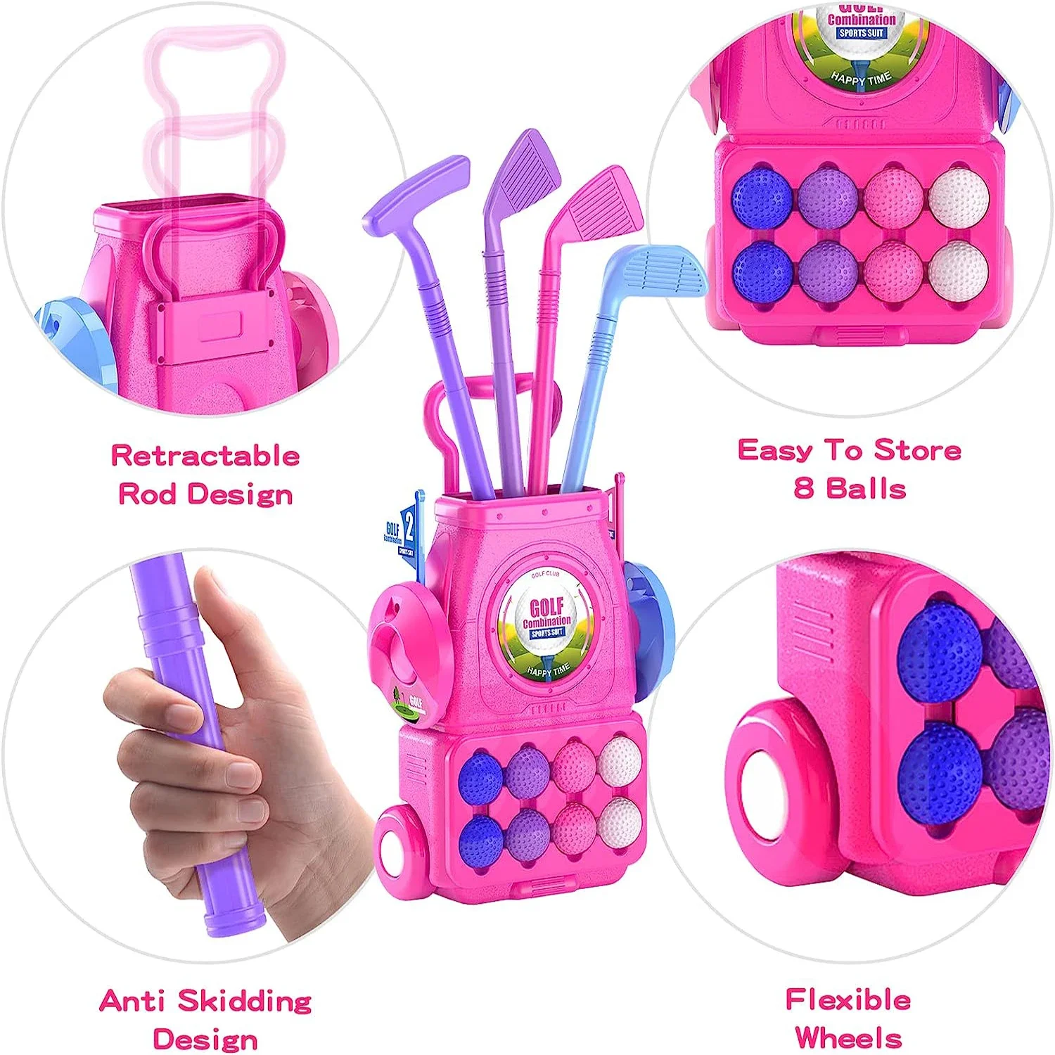 Juego de palos de Golf rosa pa - Kids Indoor Outdoor Cart reseña y precio