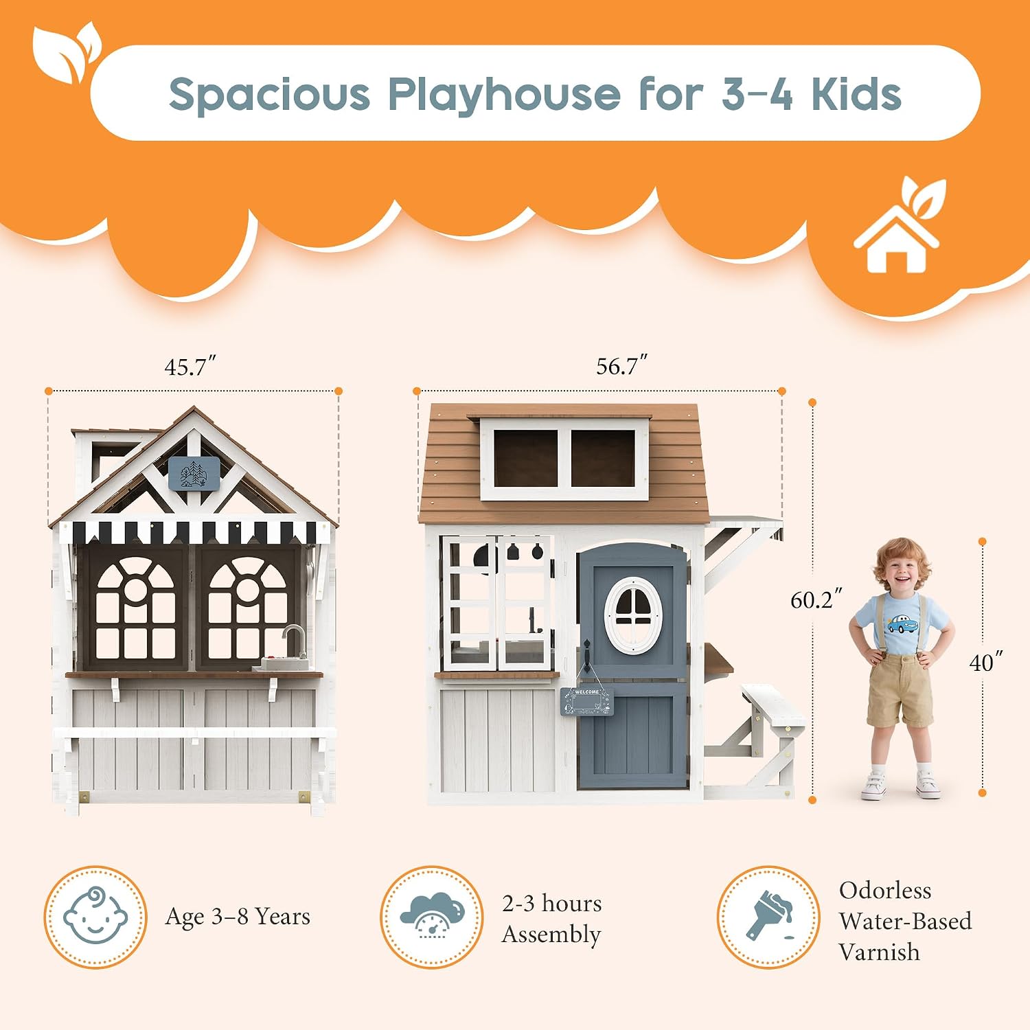Casa de Juegos de Madera para  - Kids Outdoor Wooden Playset reseña y precio