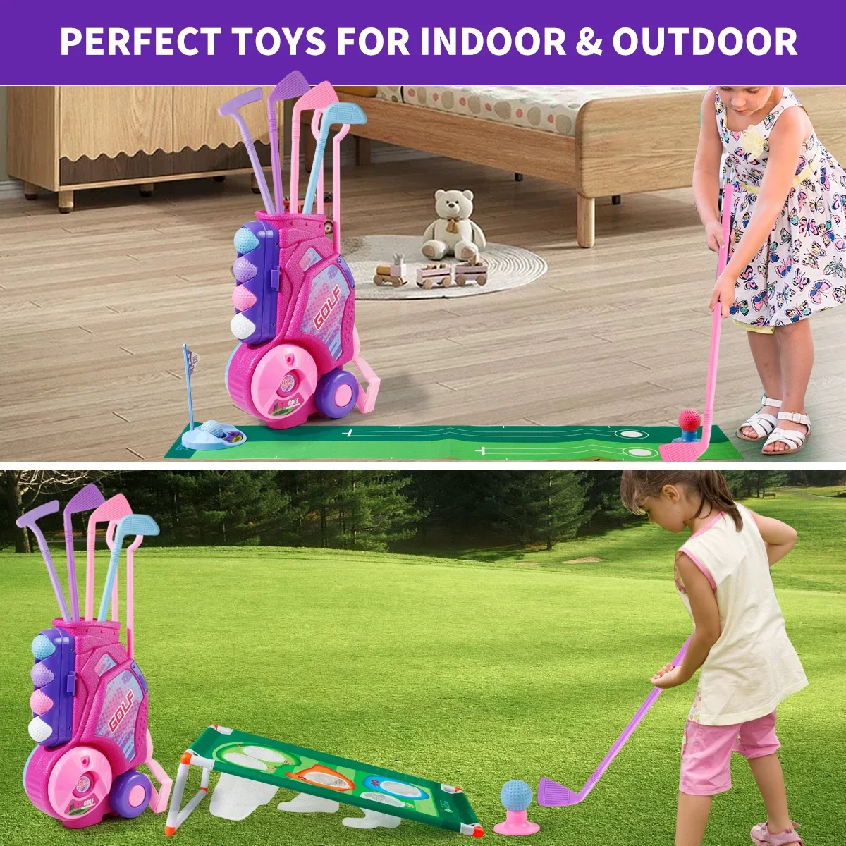 Juego de palos de golf para ni - Kids Indoor Outdoor Cart reseña y precio